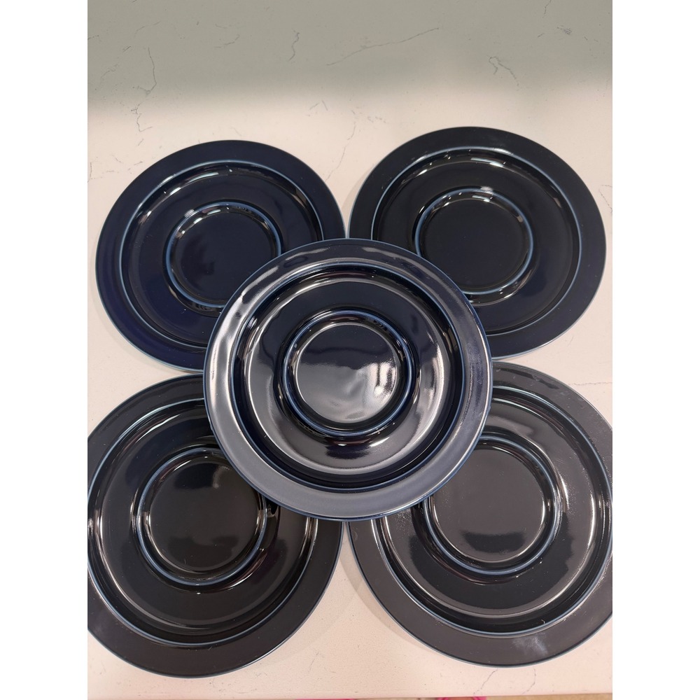 Dansk Bistro Christianshavn Blue Saucers Set of 5 Navy Stoneware Japan